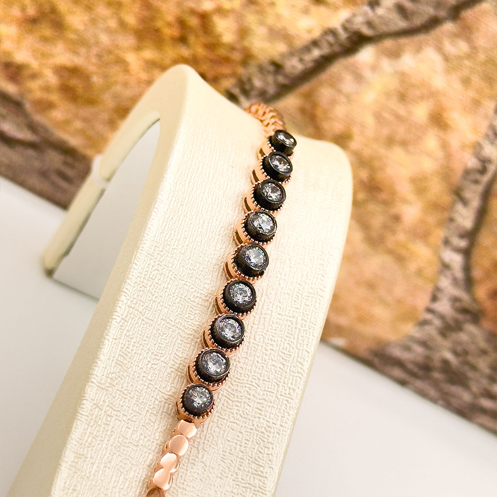 Rosegold Elmas Montür Su Yolu Gümüş Bileklik