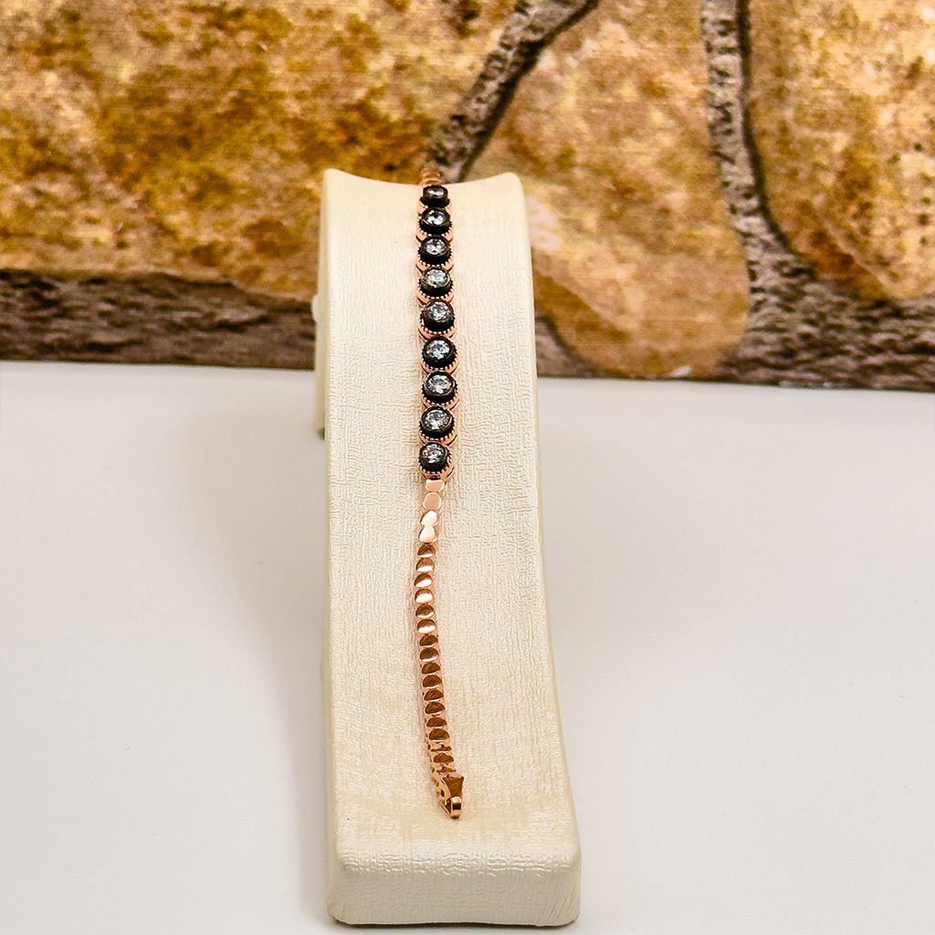 Rosegold Elmas Montür Su Yolu Gümüş Bileklik