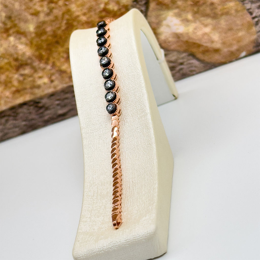 Rosegold Elmas Montür Su Yolu Gümüş Bileklik