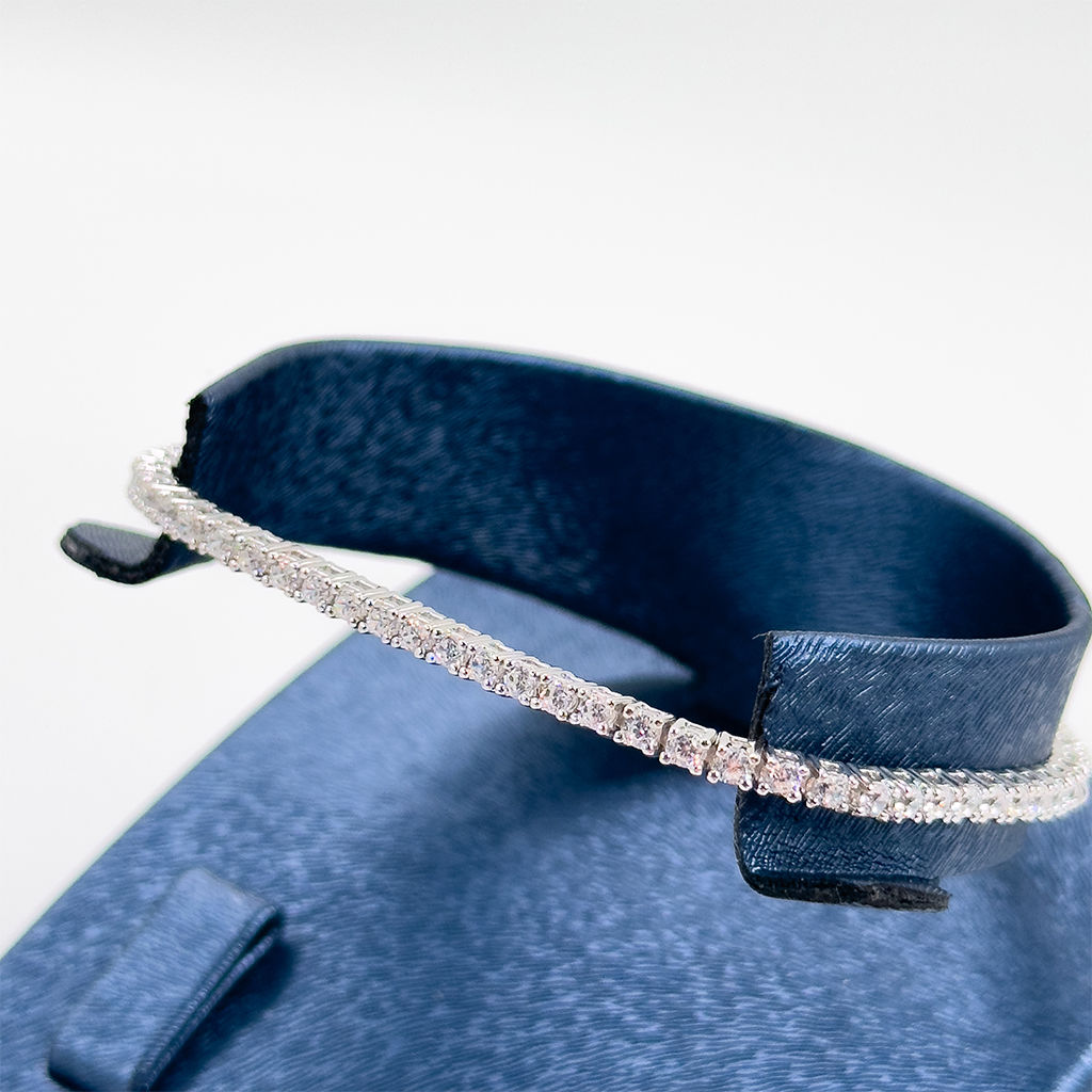 Pırlanta Montür Su Yolu Gümüş Bileklik - 2MM - LVRBLK70