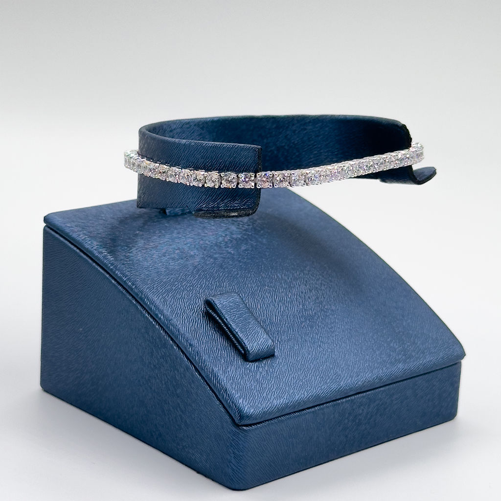 Pırlanta Montür Su Yolu Gümüş Bileklik - 3MM - LVRBLK79