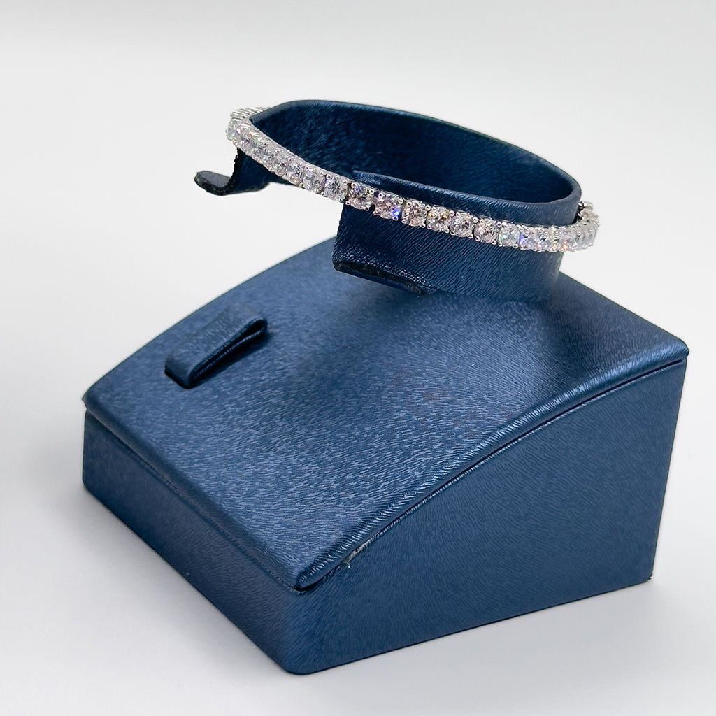 Pırlanta Montür Su Yolu Gümüş Bileklik - 3,5MM