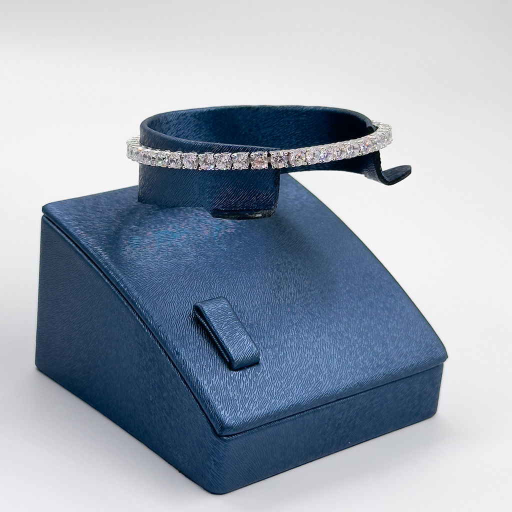 Pırlanta Montür Su Yolu Gümüş Bileklik - 3,5MM