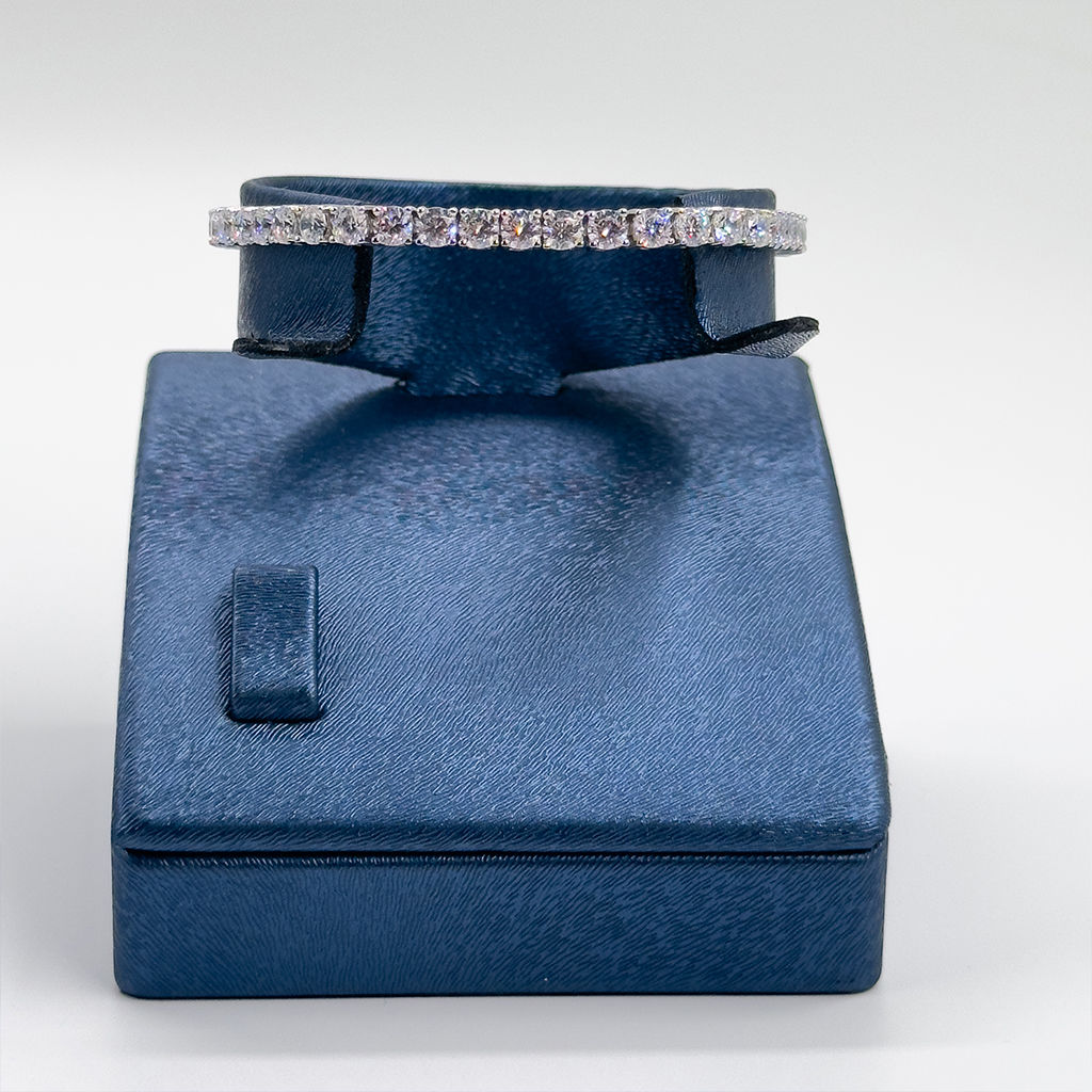 Pırlanta Montür Su Yolu Gümüş Bileklik - 3,5MM