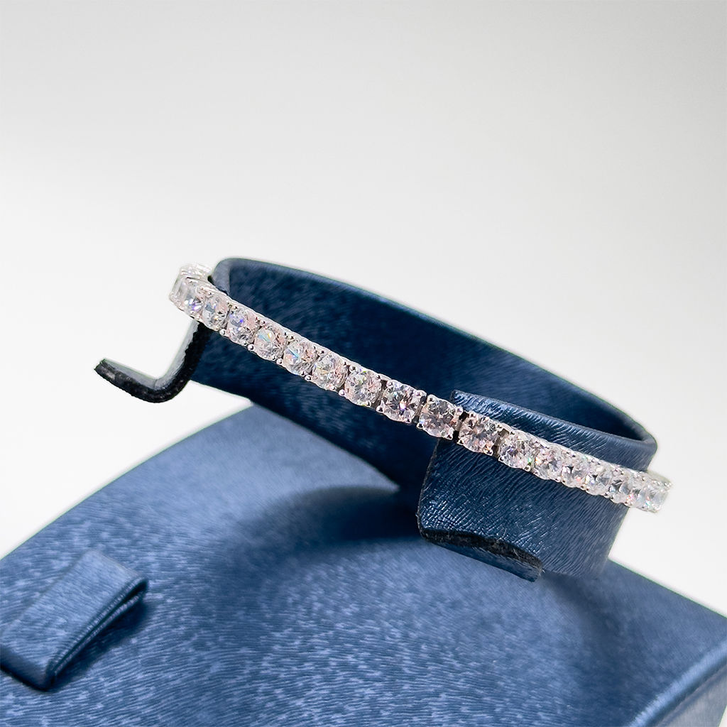 Pırlanta Montür Su Yolu Gümüş Bileklik - 3,5MM