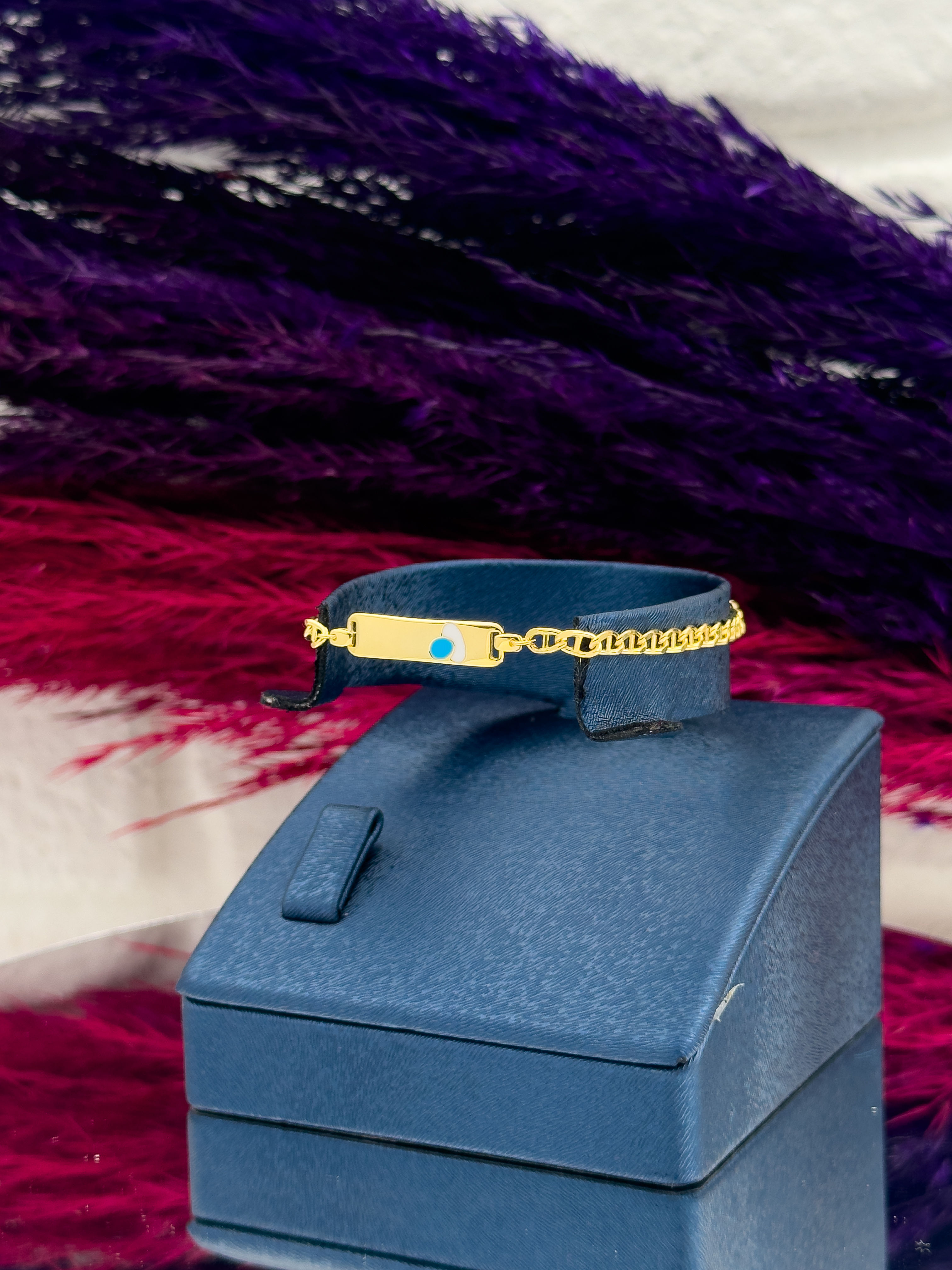 925 Ayar Gümüş Gold Renk İsim Yazılabilir Kız & Erkek Bebek Künye – Kişiye Özel Gümüş Çocuk Bileklik