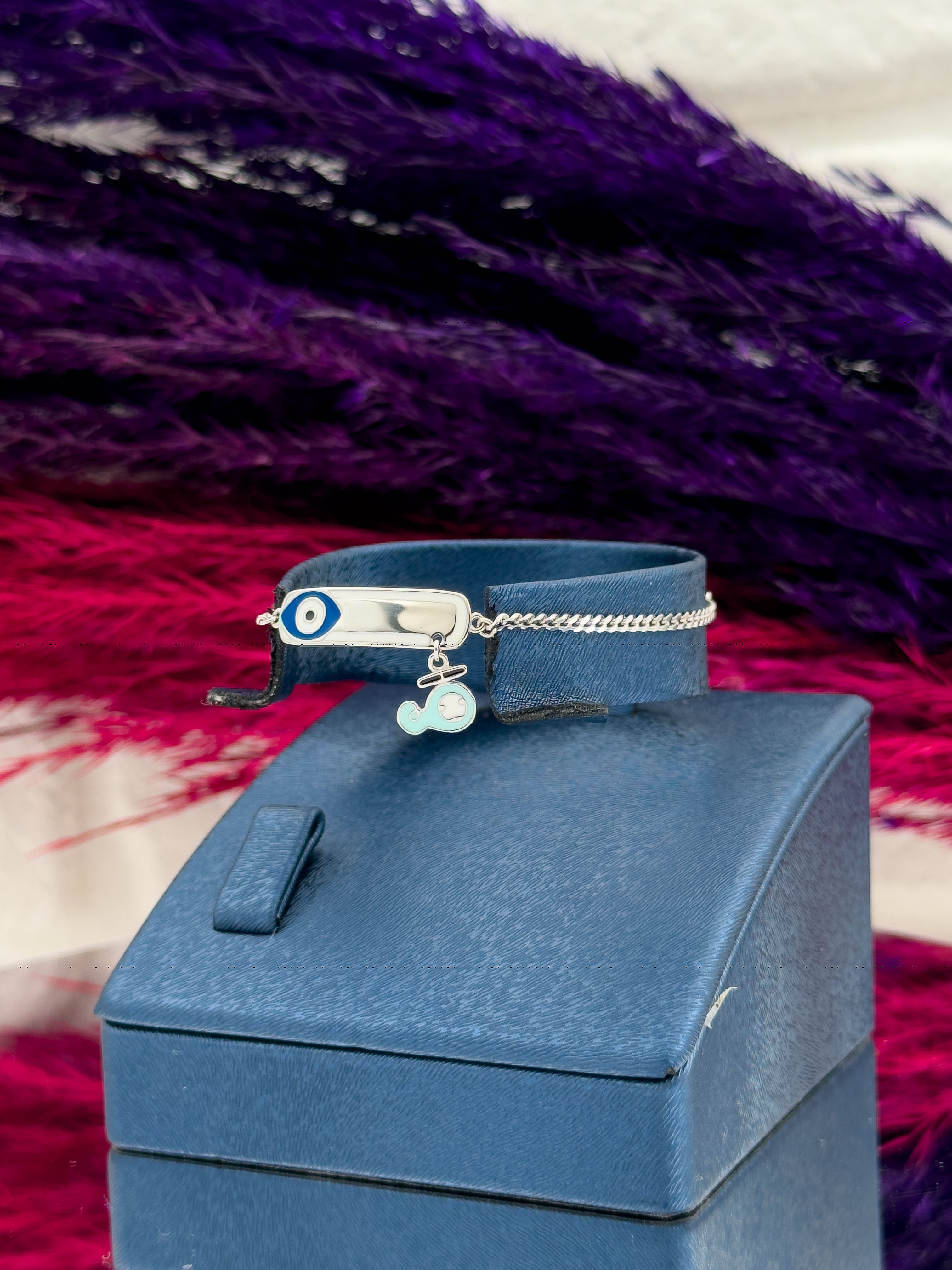 925 Ayar Gümüş Nazar Boncuklu Balina Figürlü İsim Yazılabilir Kız & Erkek Bebek Künye – Kişiye Özel Gümüş Çocuk Bileklik