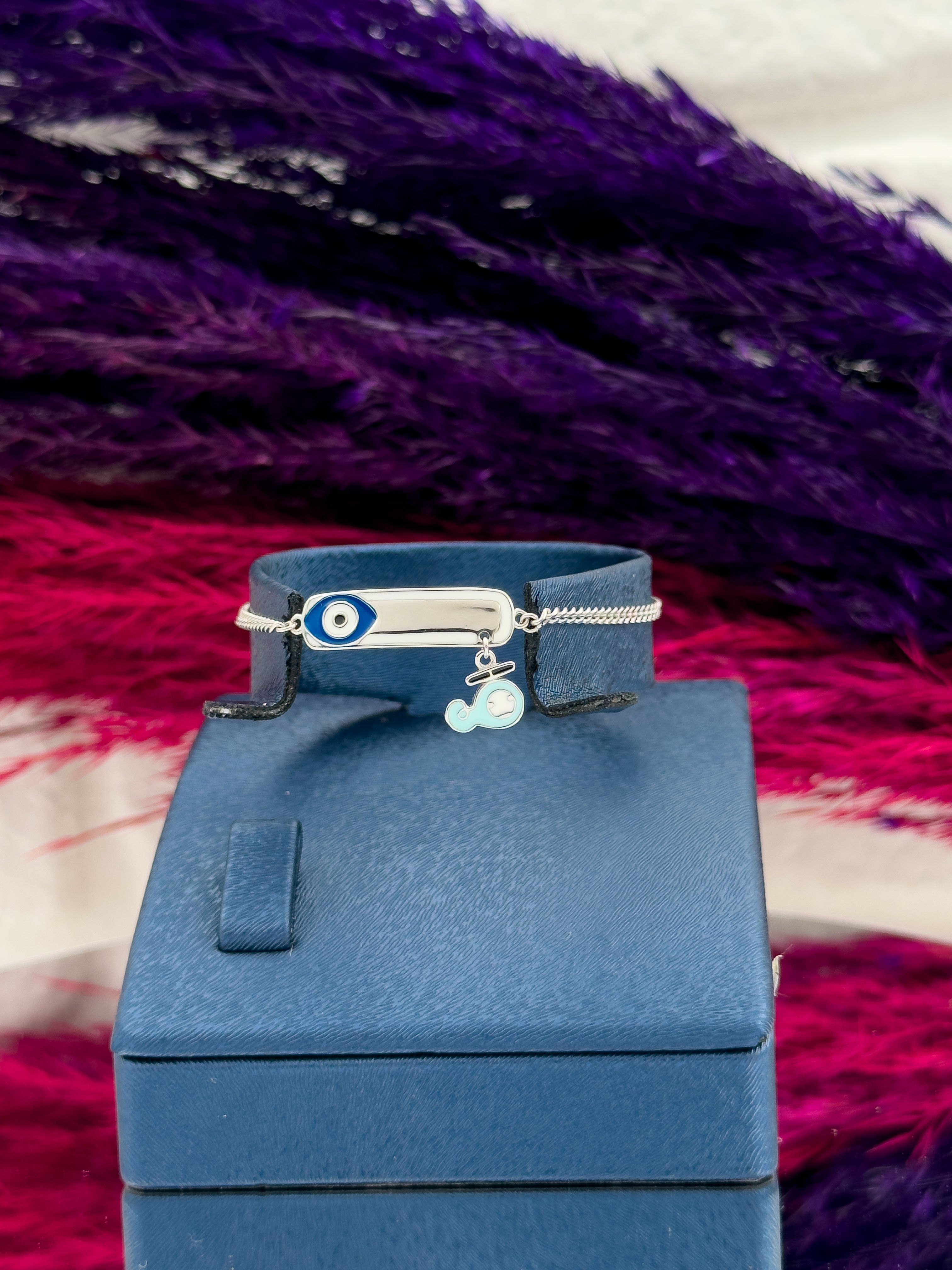 925 Ayar Gümüş Nazar Boncuklu Balina Figürlü İsim Yazılabilir Kız & Erkek Bebek Künye – Kişiye Özel Gümüş Çocuk Bileklik