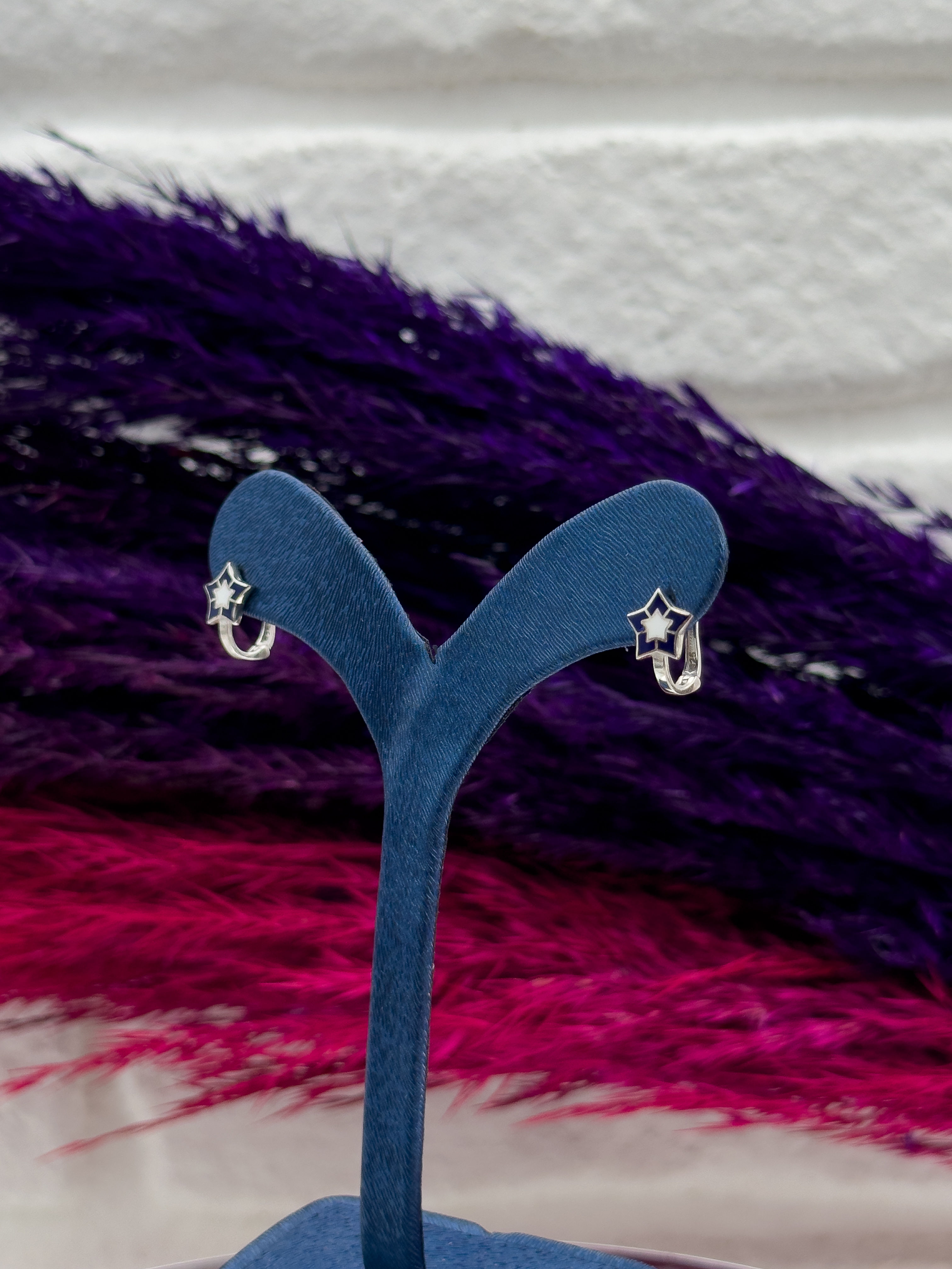 925 Ayar Gümüş Yıldızlı Mineli Zarif Kız Çocuk Küpesi