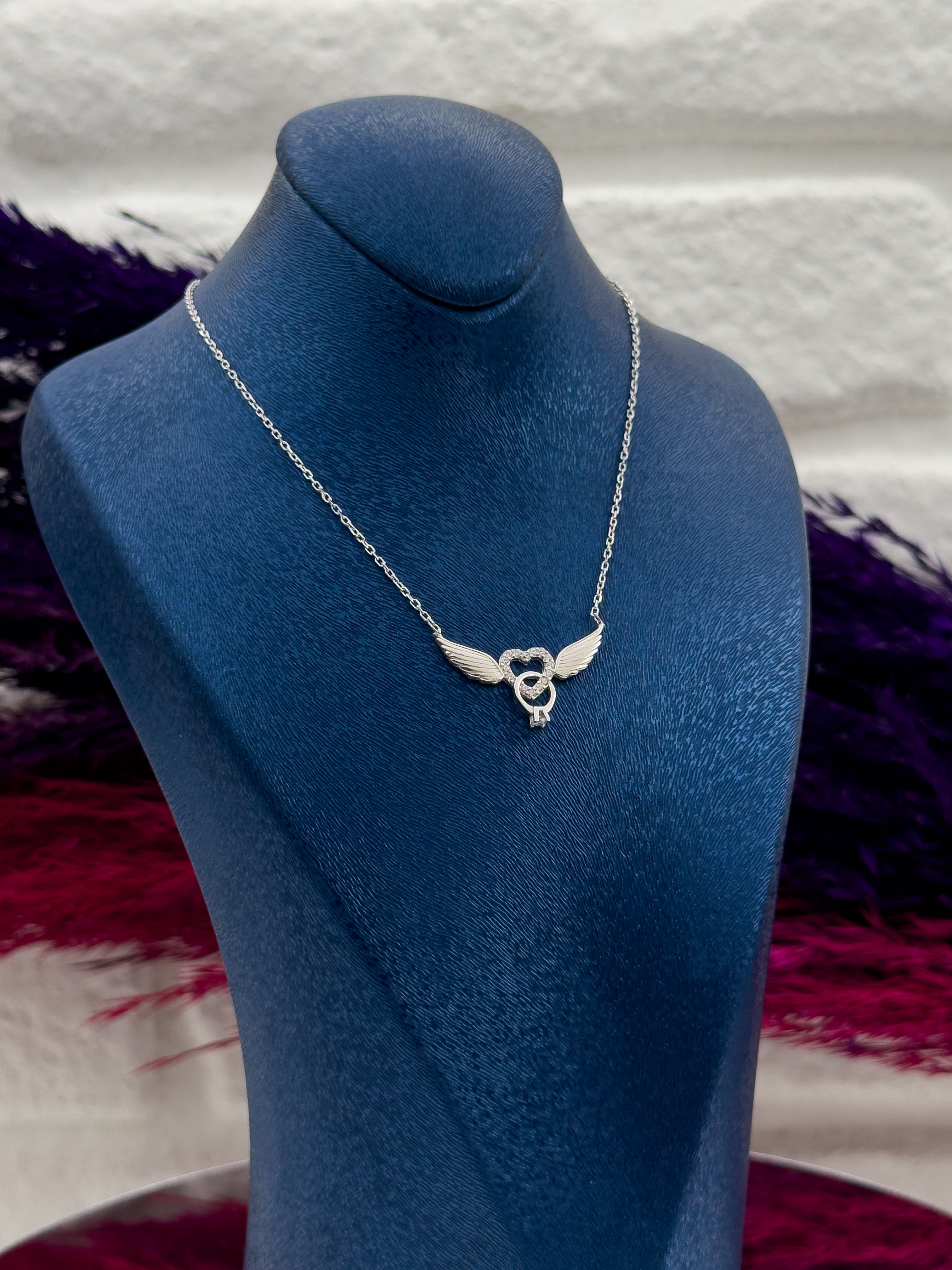 925 Ayar Gümüş Melek Kanadı Aşk Modeli Trend Kadın Kolye