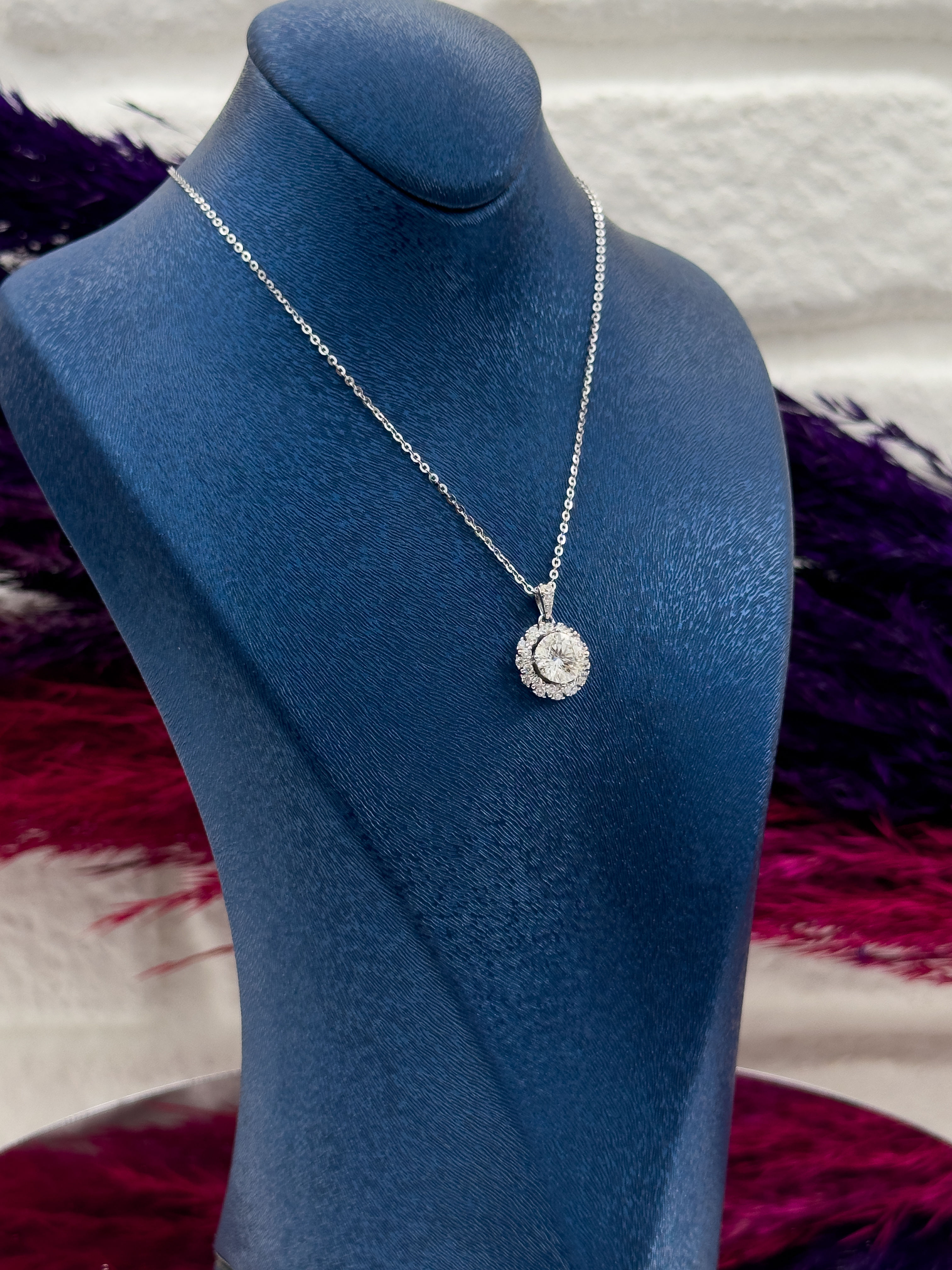 925 Ayar Gümüş Mosanite Taşlı Özel Tasarım Zarif Kadın Kolye