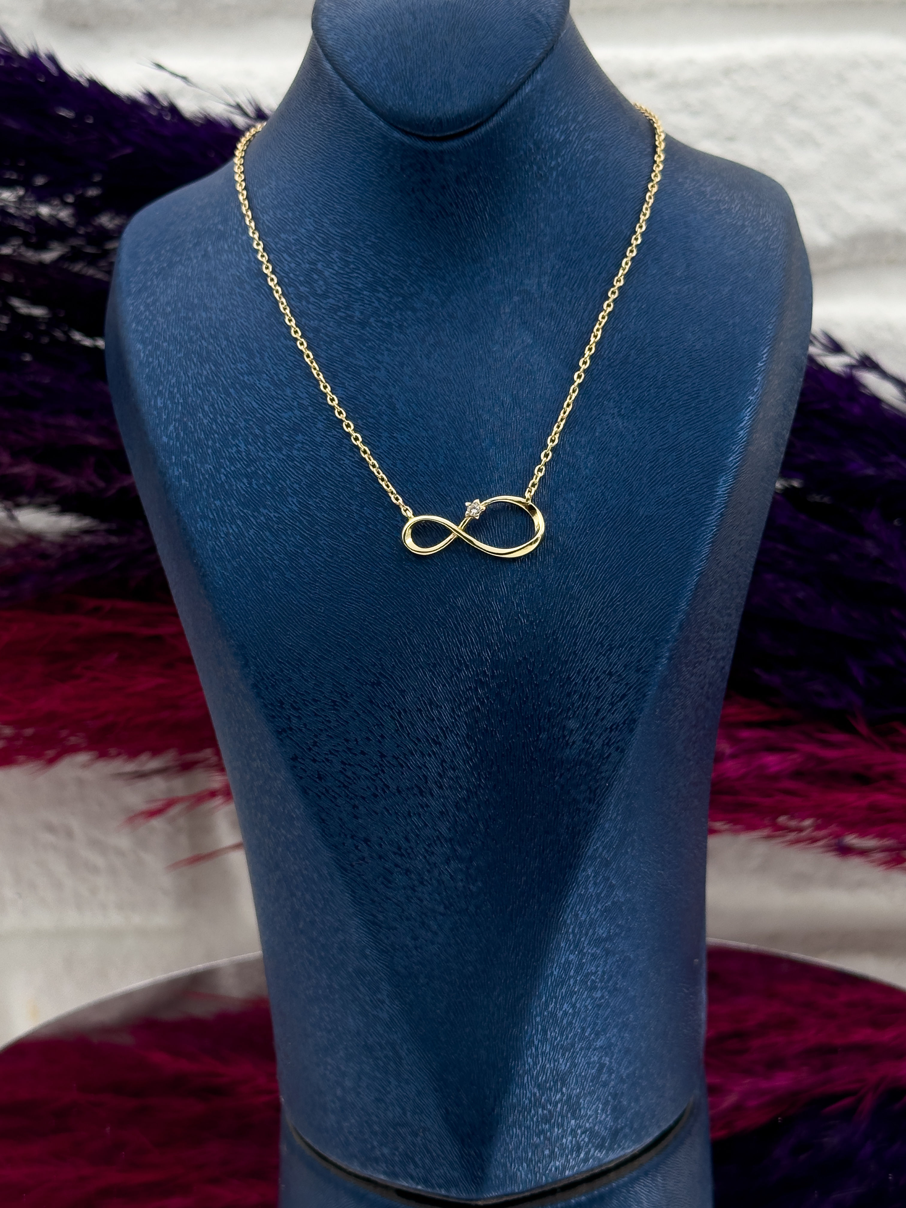 925 Ayar Gümüş Gold Renk Sonsuzluk Modeli Zarif Kadın Kolye