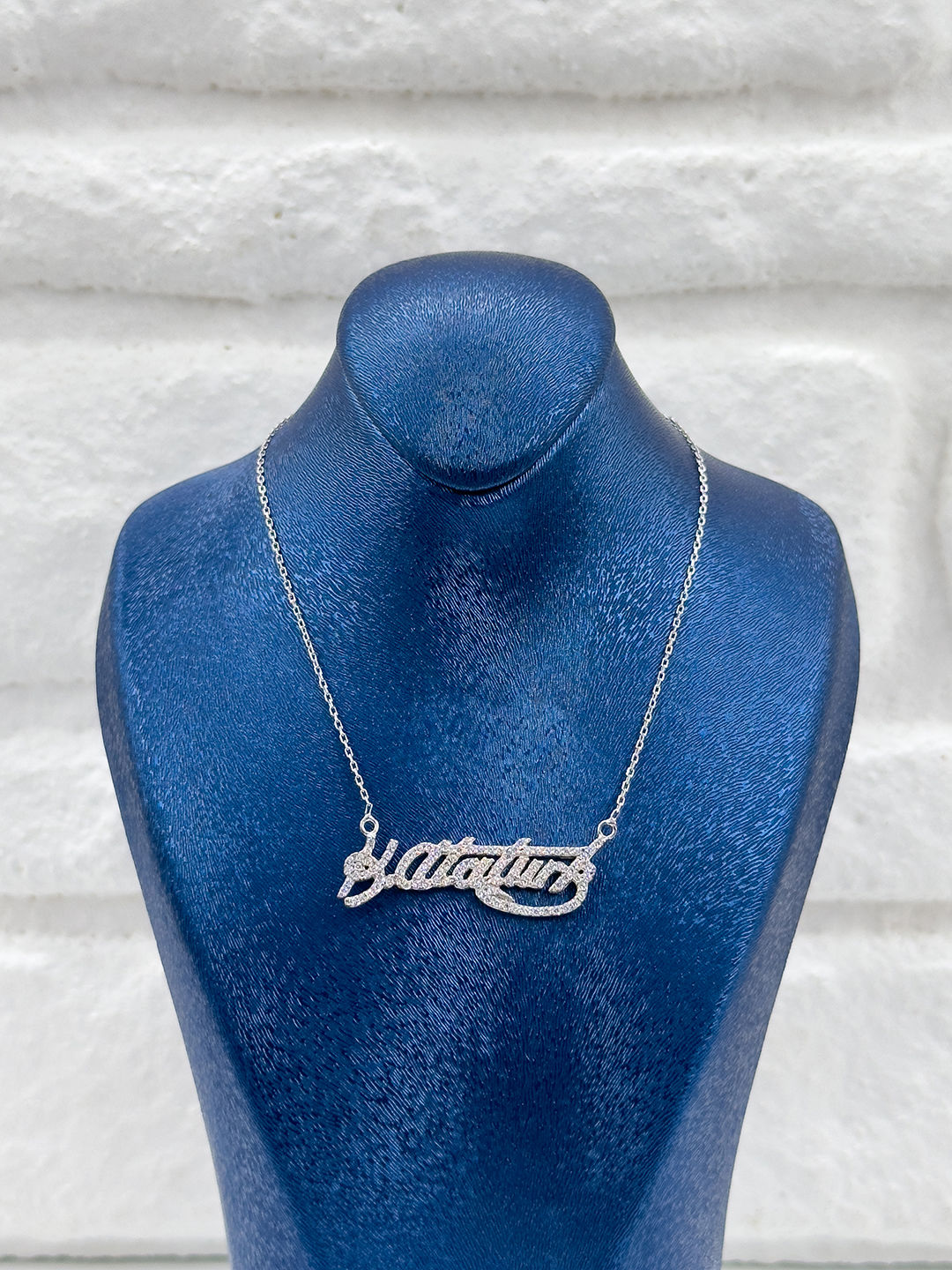 Taşlı Kemal Atatürk İmza Kadın Gümüş Kolye