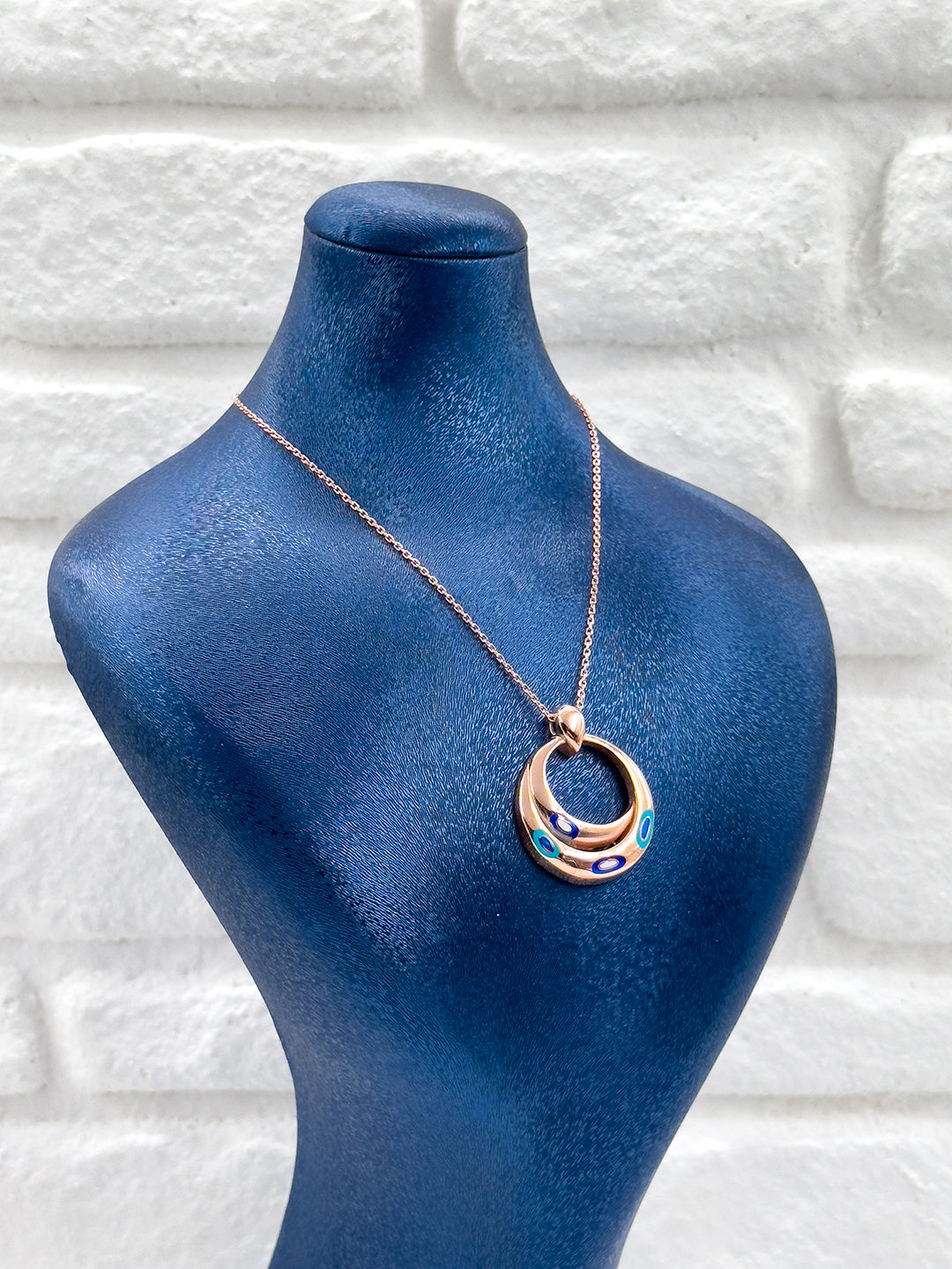 Rose Gold Tasarım Nazar Boncuklu Kadın Gümüş Kolye