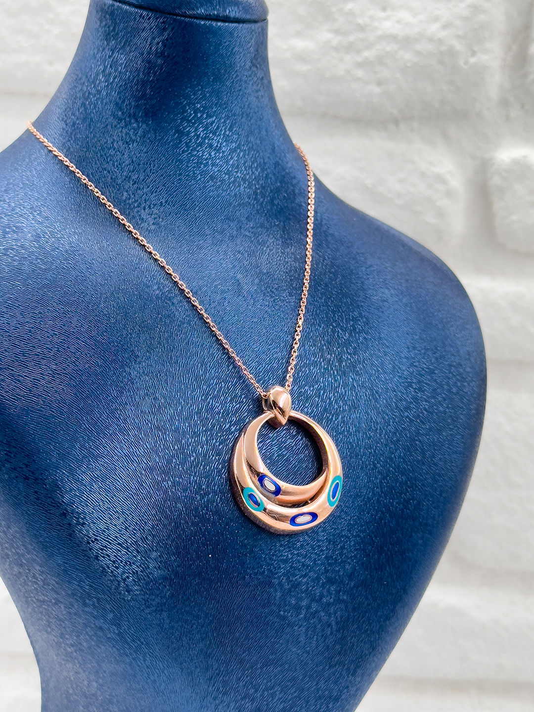 Rose Gold Tasarım Nazar Boncuklu Kadın Gümüş Kolye