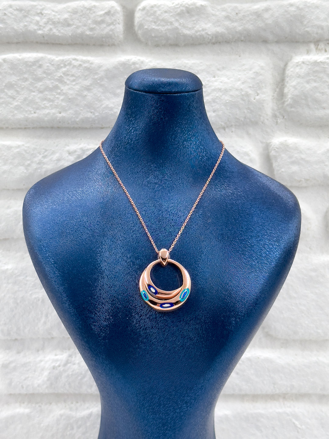 Rose Gold Tasarım Nazar Boncuklu Kadın Gümüş Kolye