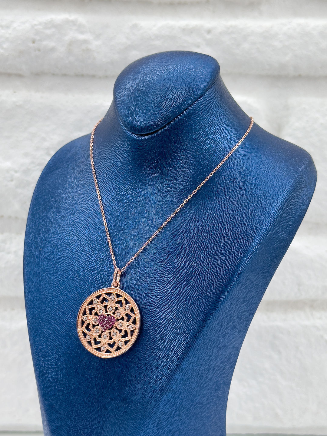 Rose Renk Kar Tanesi Model Kadın Gümüş Kolye - Kar Tanesi Kolye