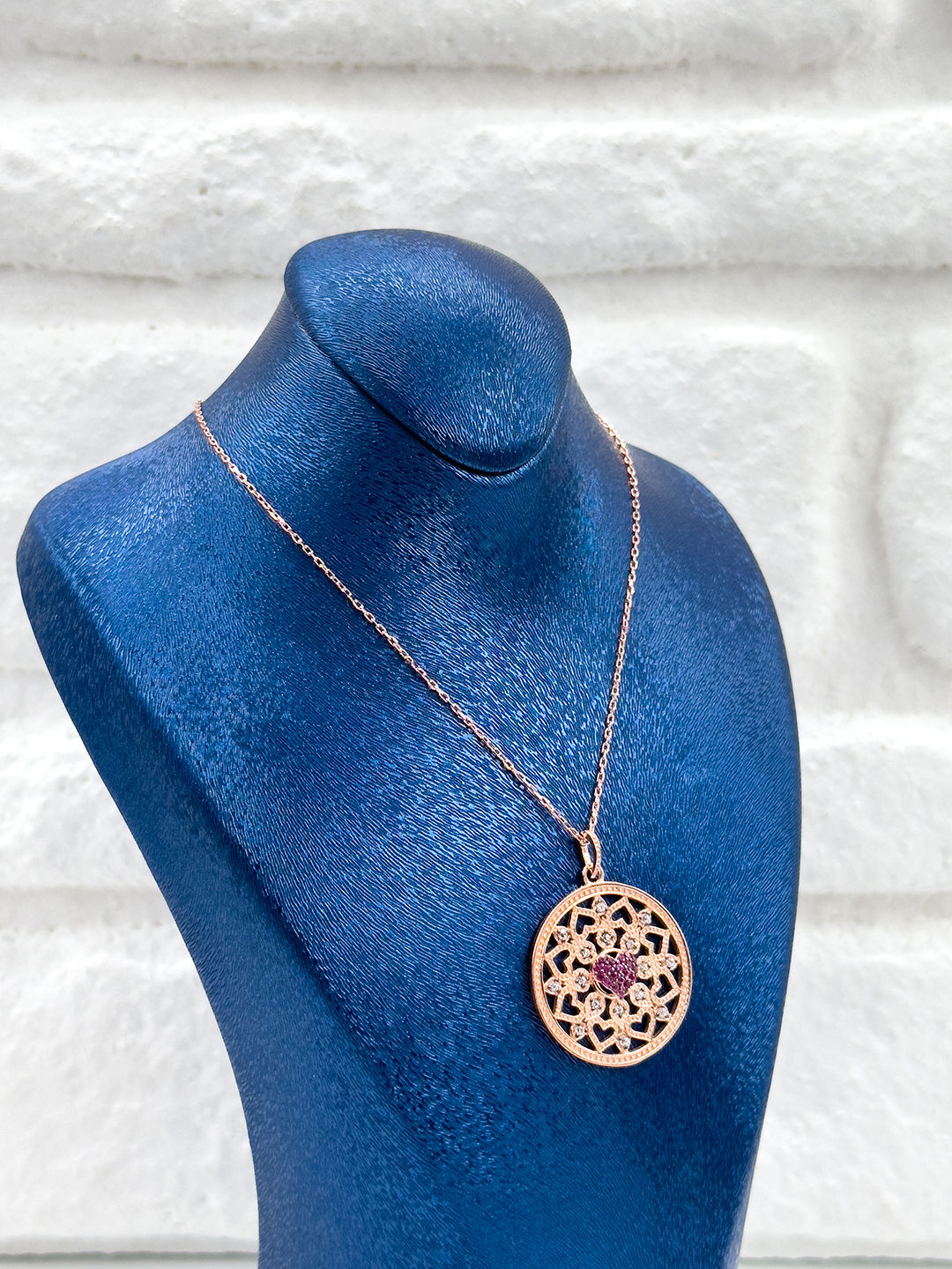 Rose Renk Kar Tanesi Model Kadın Gümüş Kolye - Kar Tanesi Kolye