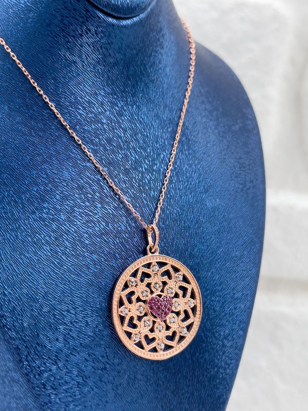 Rose Renk Kar Tanesi Model Kadın Gümüş Kolye - Kar Tanesi Kolye