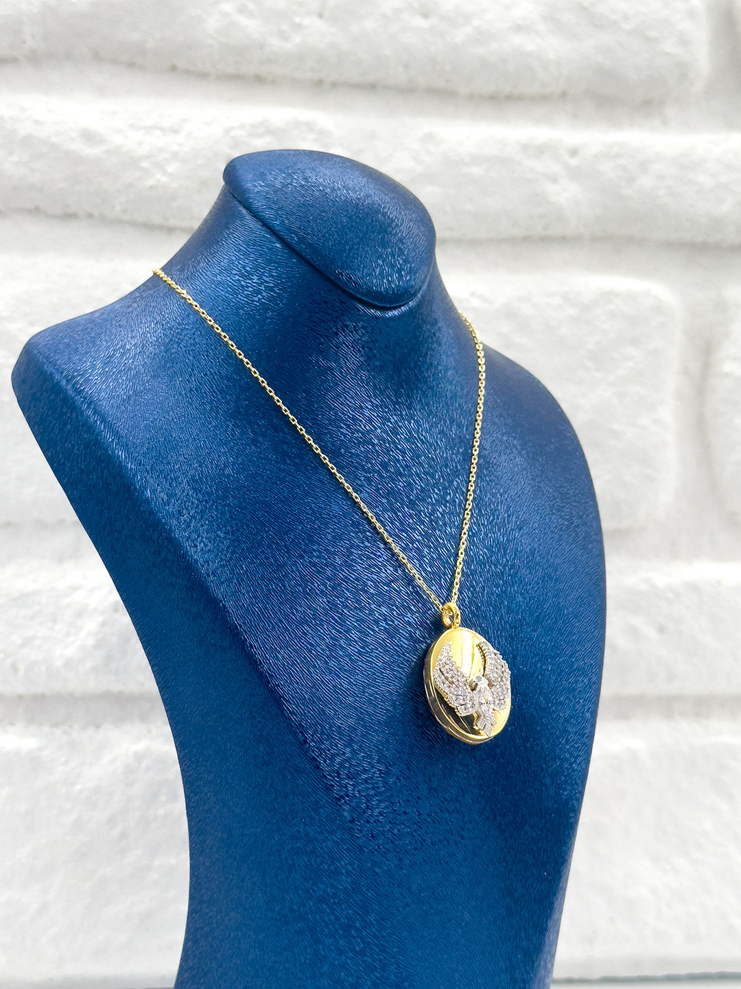 Gold Renk Kapaklı Alya Model Kadın Gümüş Kolye - Alya Kolyesi