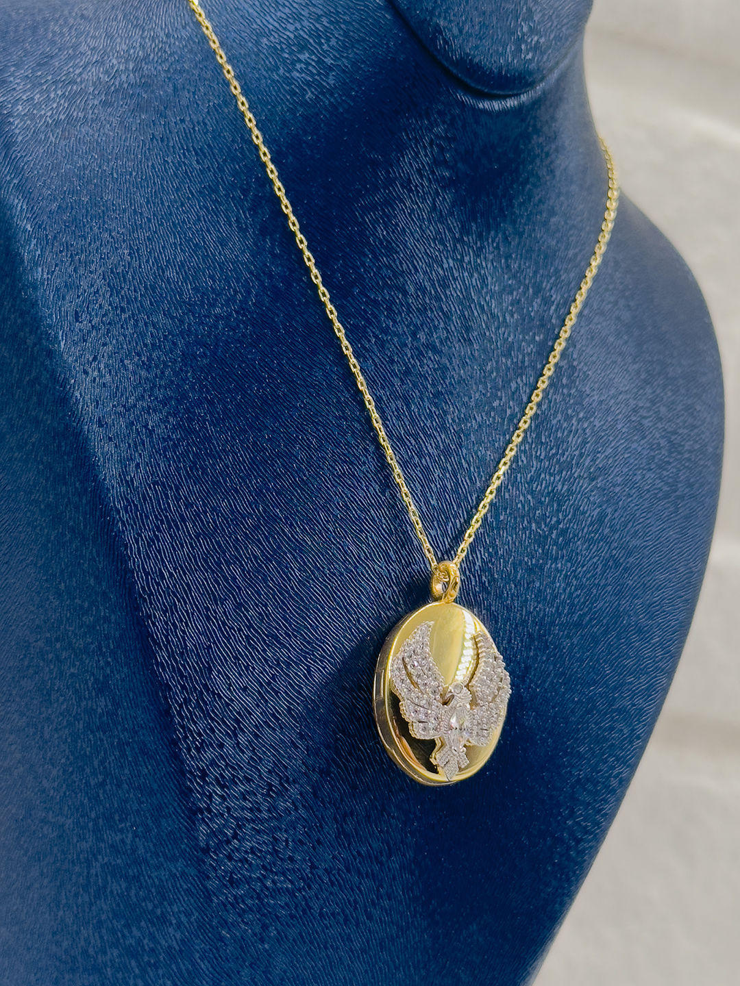 Gold Renk Kapaklı Alya Model Kadın Gümüş Kolye - Alya Kolyesi