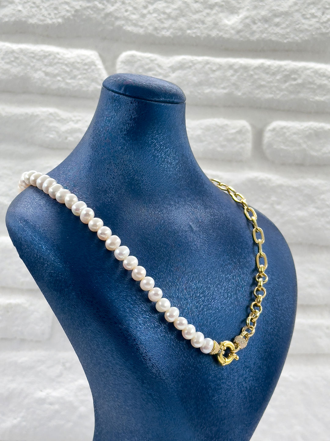 İncili Özel Tasarım Gemici Kilitli Kadın Gümüş Kolye