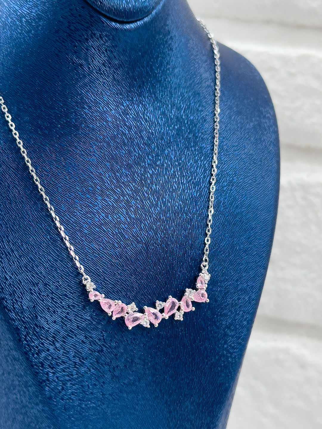 Damla Taşlı Pembe Kuvars Kadın Gümüş Kolye - Taşlı Kolye