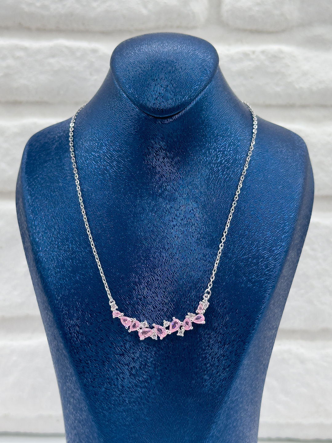 Damla Taşlı Pembe Kuvars Kadın Gümüş Kolye - Taşlı Kolye