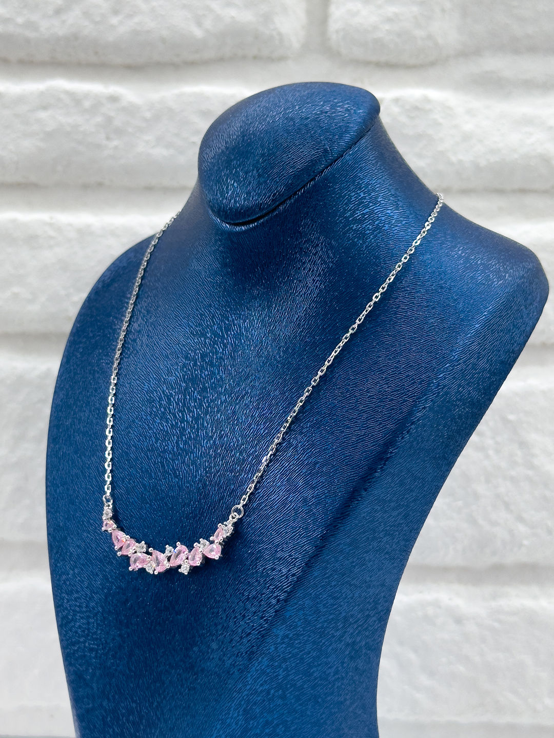 Damla Taşlı Pembe Kuvars Kadın Gümüş Kolye - Taşlı Kolye