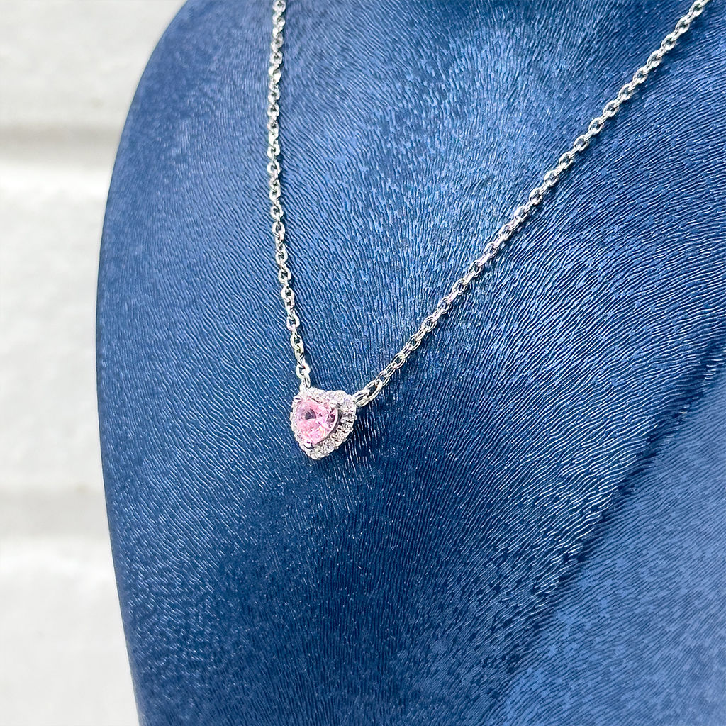 Pembe Kuvars Gümüş Kolye