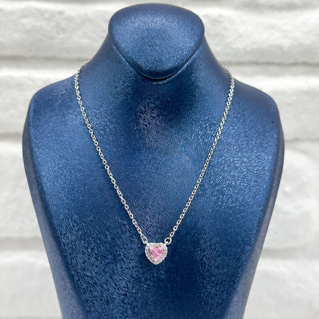 Pembe Kuvars Gümüş Kolye