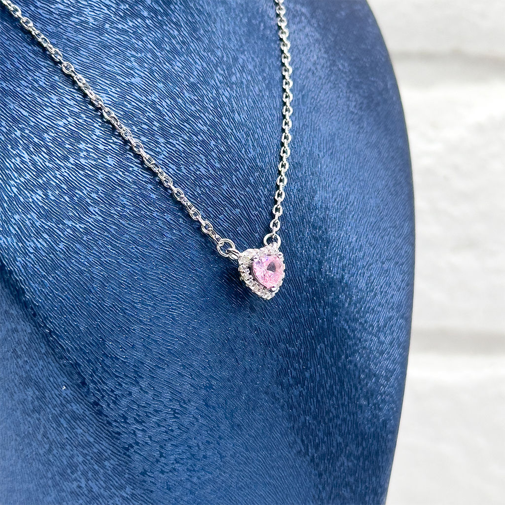 Pembe Kuvars Gümüş Kolye