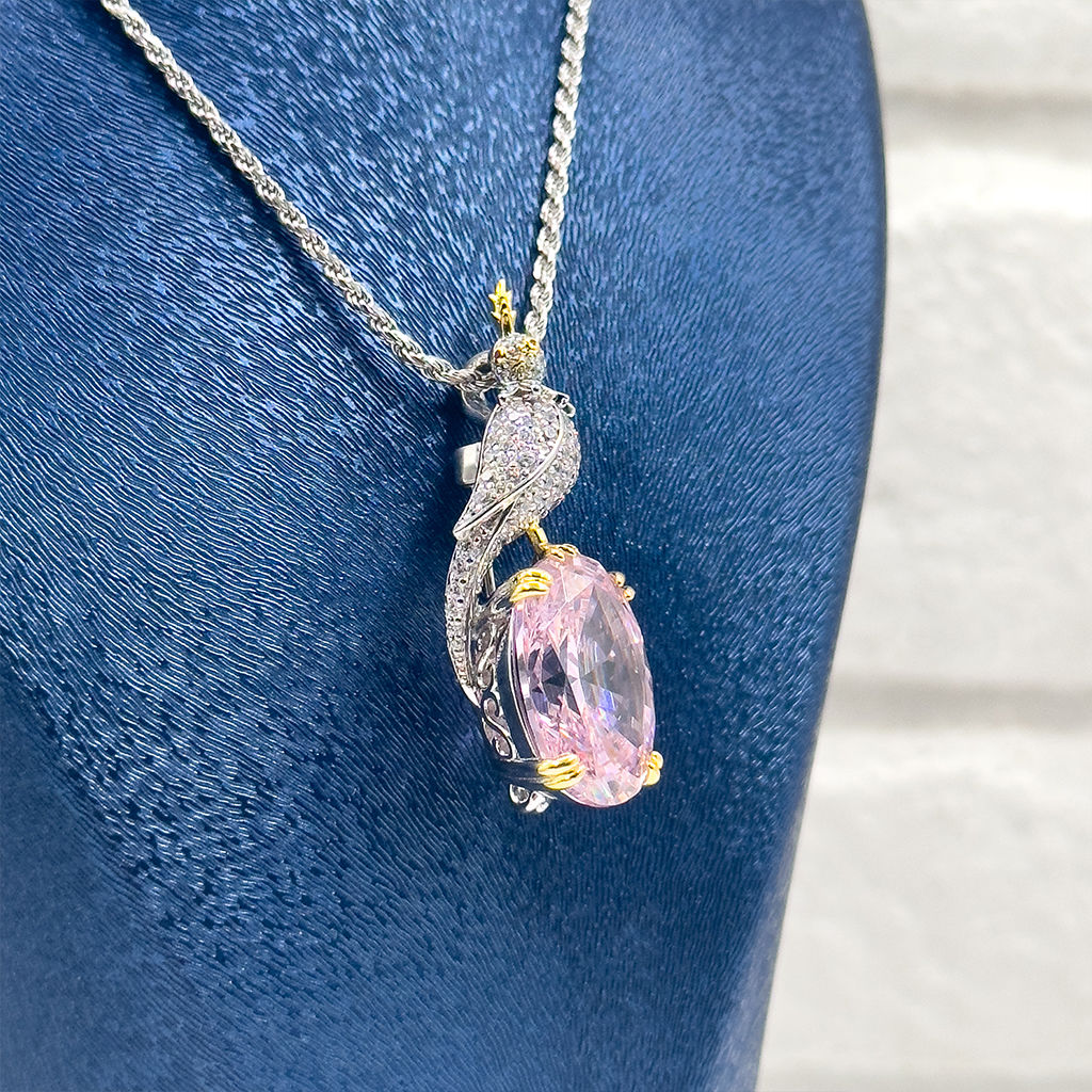 Pembe Kuvars Özel Üretim Gümüş Kolye