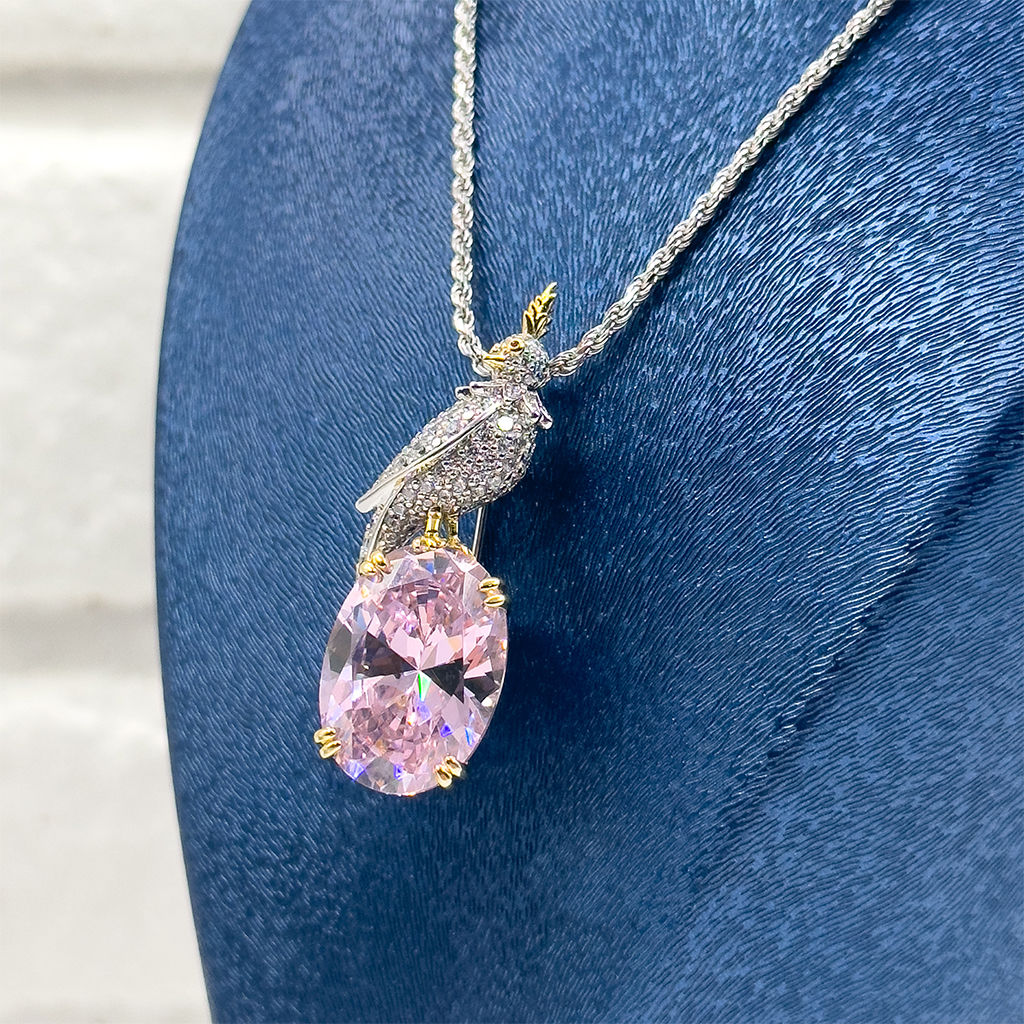 Pembe Kuvars Özel Üretim Gümüş Kolye