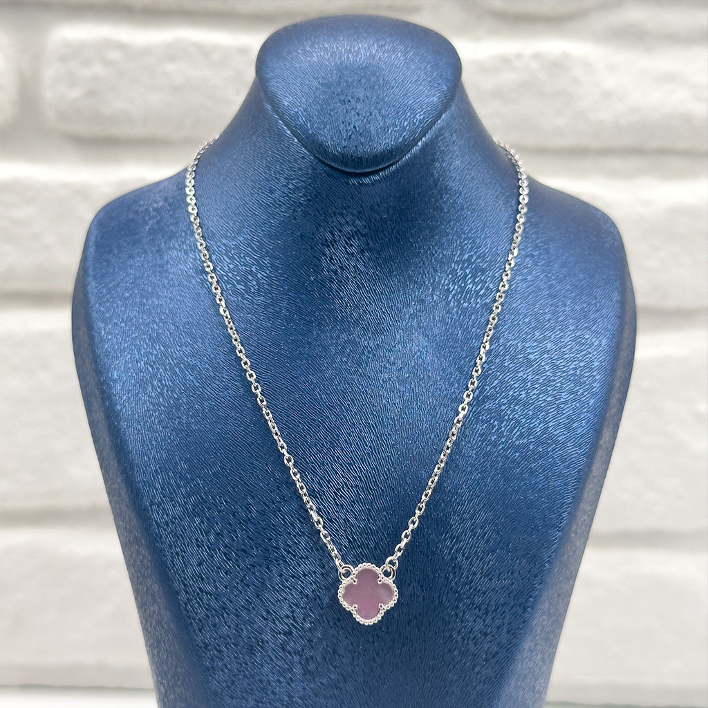 Rose Kuvars Yonca Gümüş Kolye