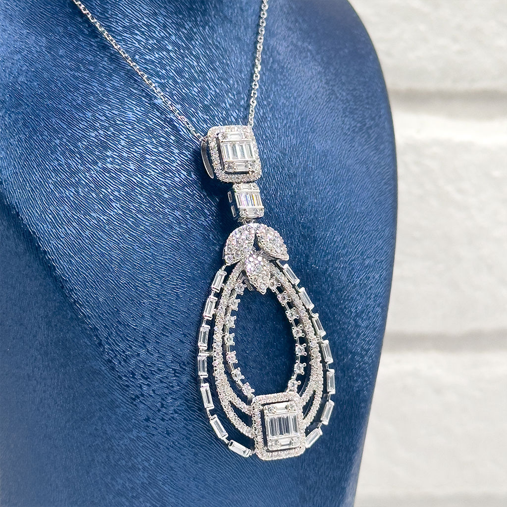 Özel Üretim Pırlanta Montür Baget Gümüş Kolye