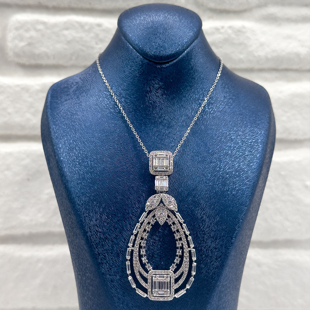 Özel Üretim Pırlanta Montür Baget Gümüş Kolye