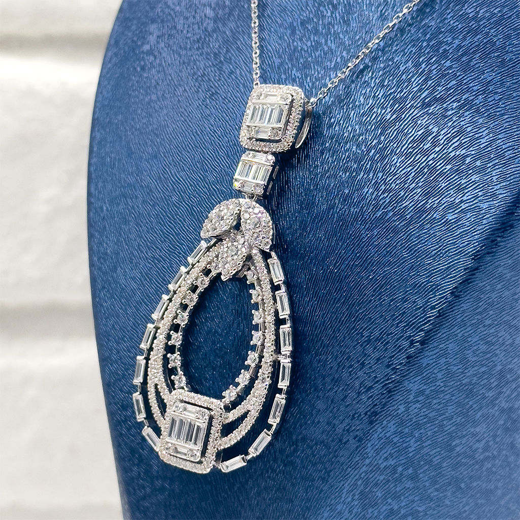 Özel Üretim Pırlanta Montür Baget Gümüş Kolye