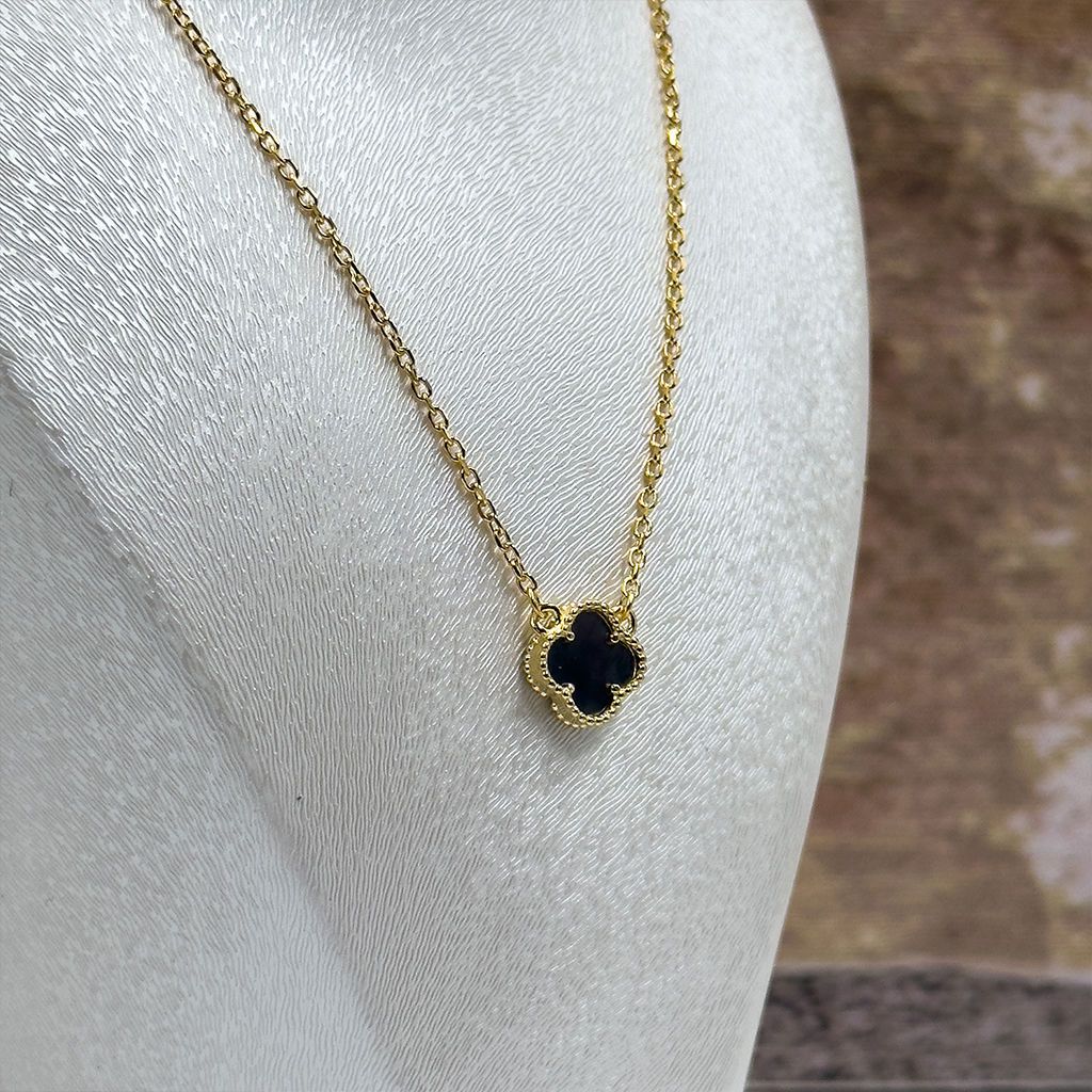 Gold Renk Hematit Taşlı Gümüş Kolye