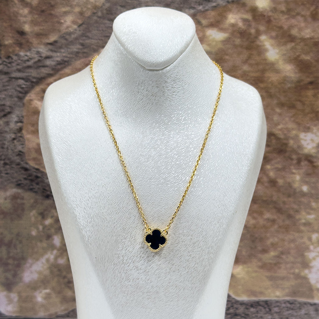 Gold Renk Hematit Taşlı Gümüş Kolye