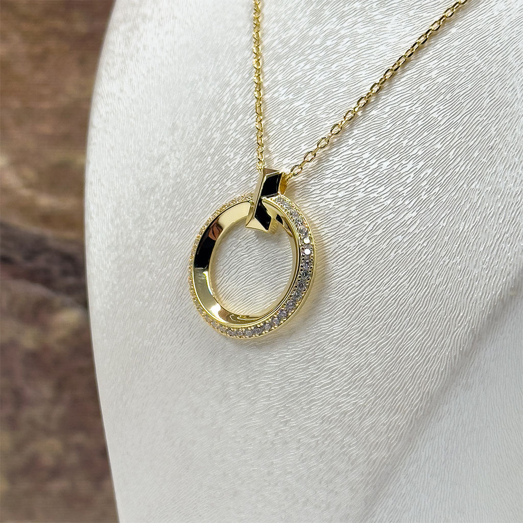 Gold Renk Tiffany Gümüş Kolye