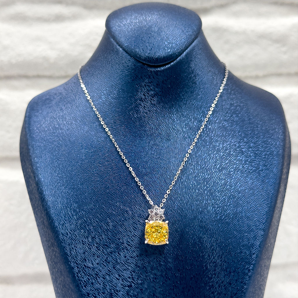 Sitrin Taşlı Lotus Başlık Gümüş Kolye