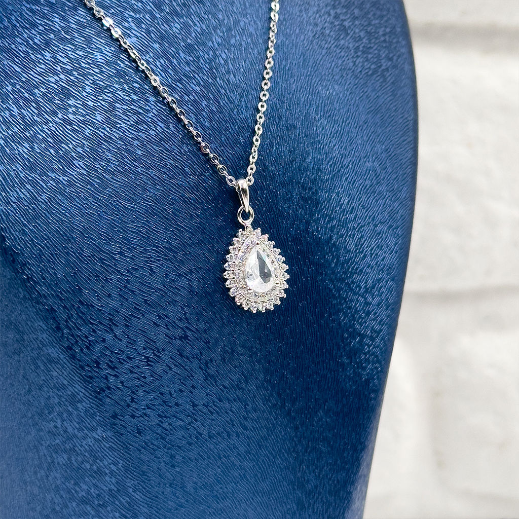 Su Damlası Zirkon Taş Gümüş Kolye