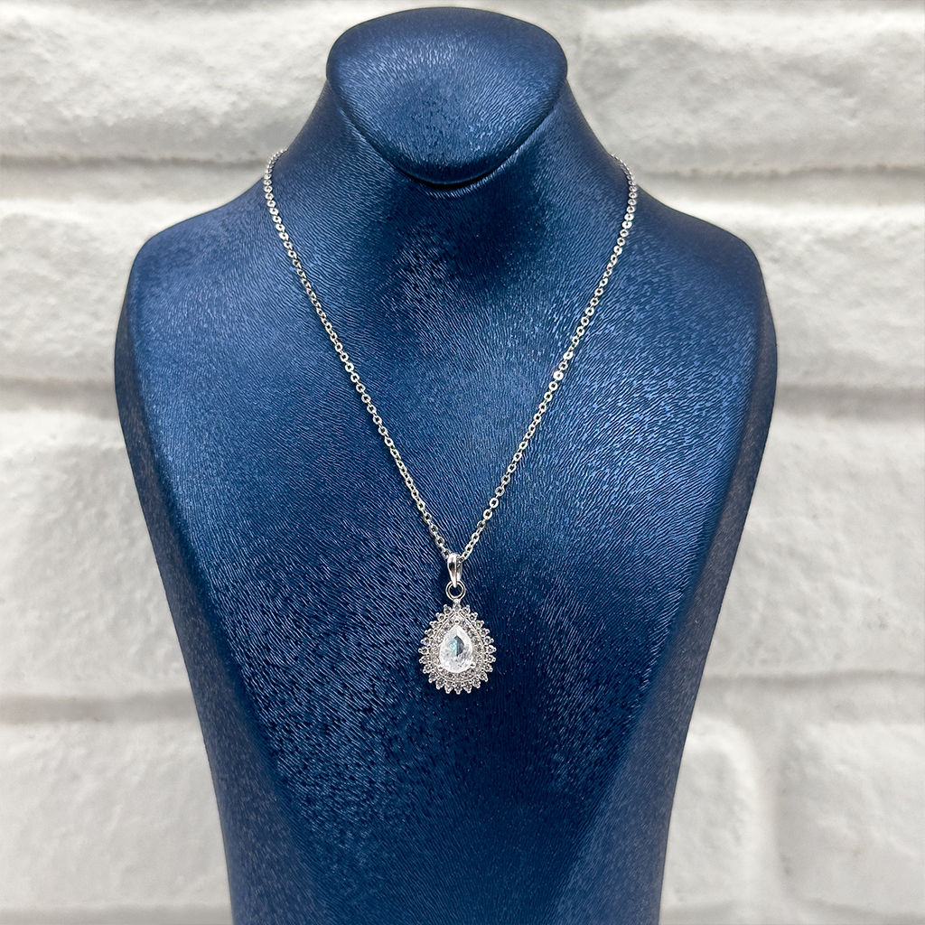 Su Damlası Zirkon Taş Gümüş Kolye