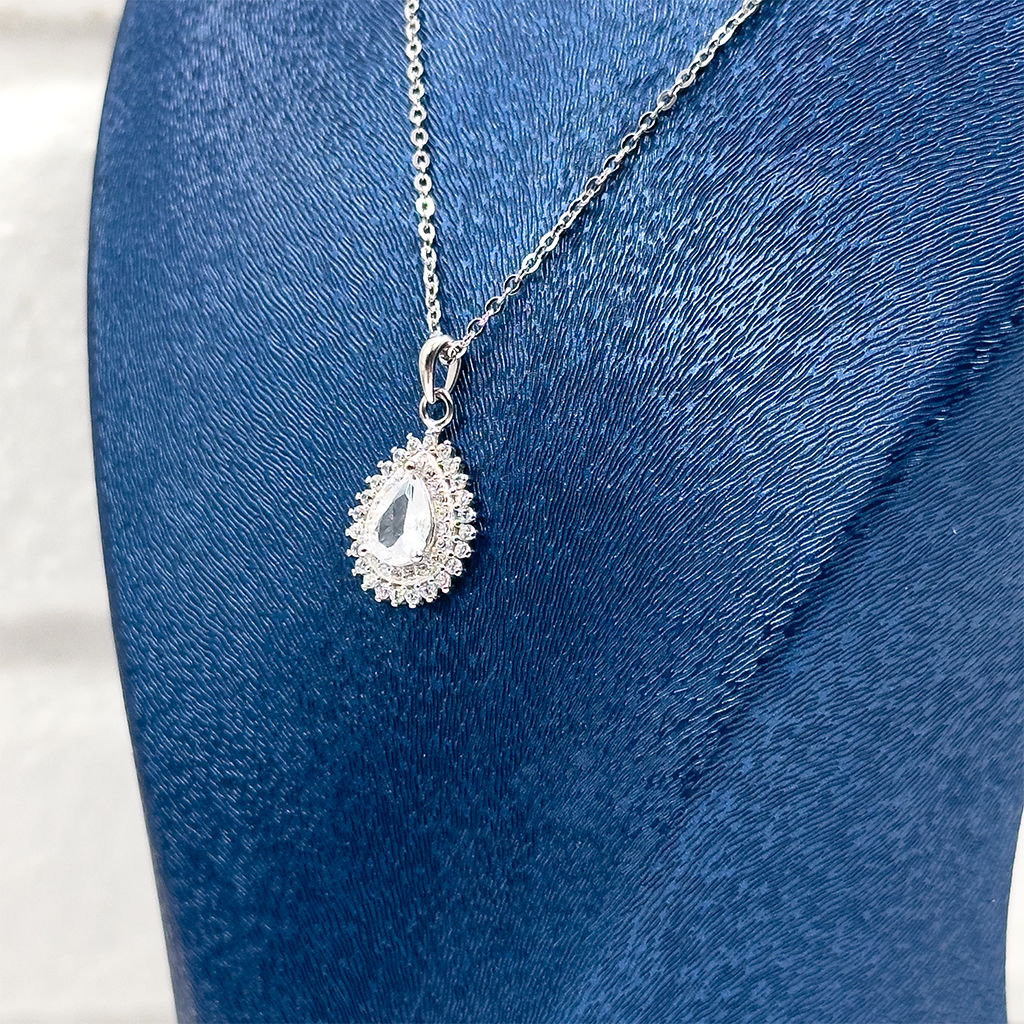 Su Damlası Zirkon Taş Gümüş Kolye