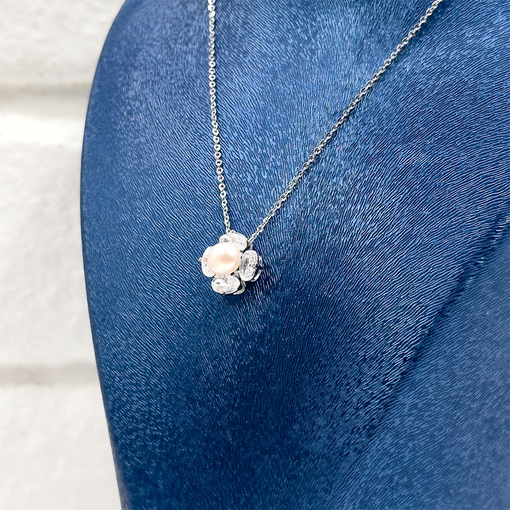 İnci Çiçek Tasarım Gümüş Kolye