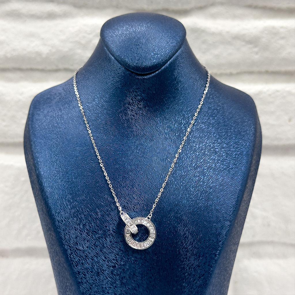 Baget Taşlı Halka Gümüş Kolye