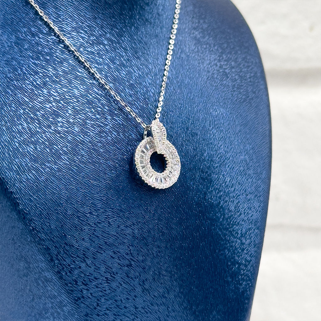 Baget Taşlı Halka 25 Ayar Gümüş Kolye