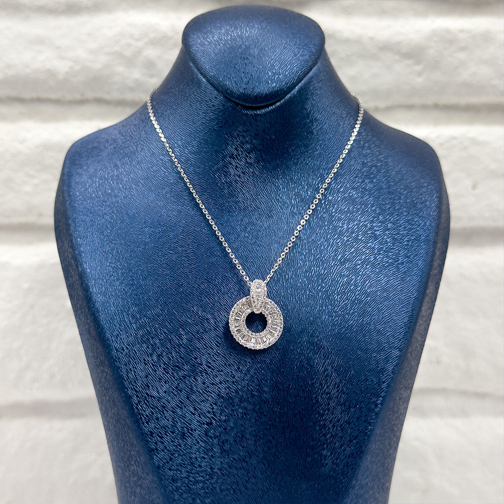 Baget Taşlı Halka 25 Ayar Gümüş Kolye