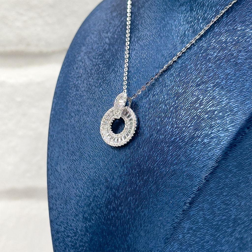 Baget Taşlı Halka 25 Ayar Gümüş Kolye